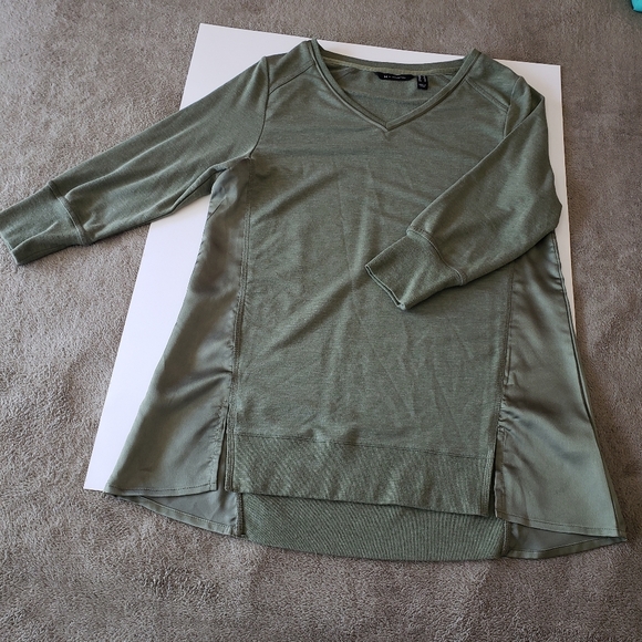 H by Halston Tops - H by Halston Mixed Media French Terry Tunic Top  XS